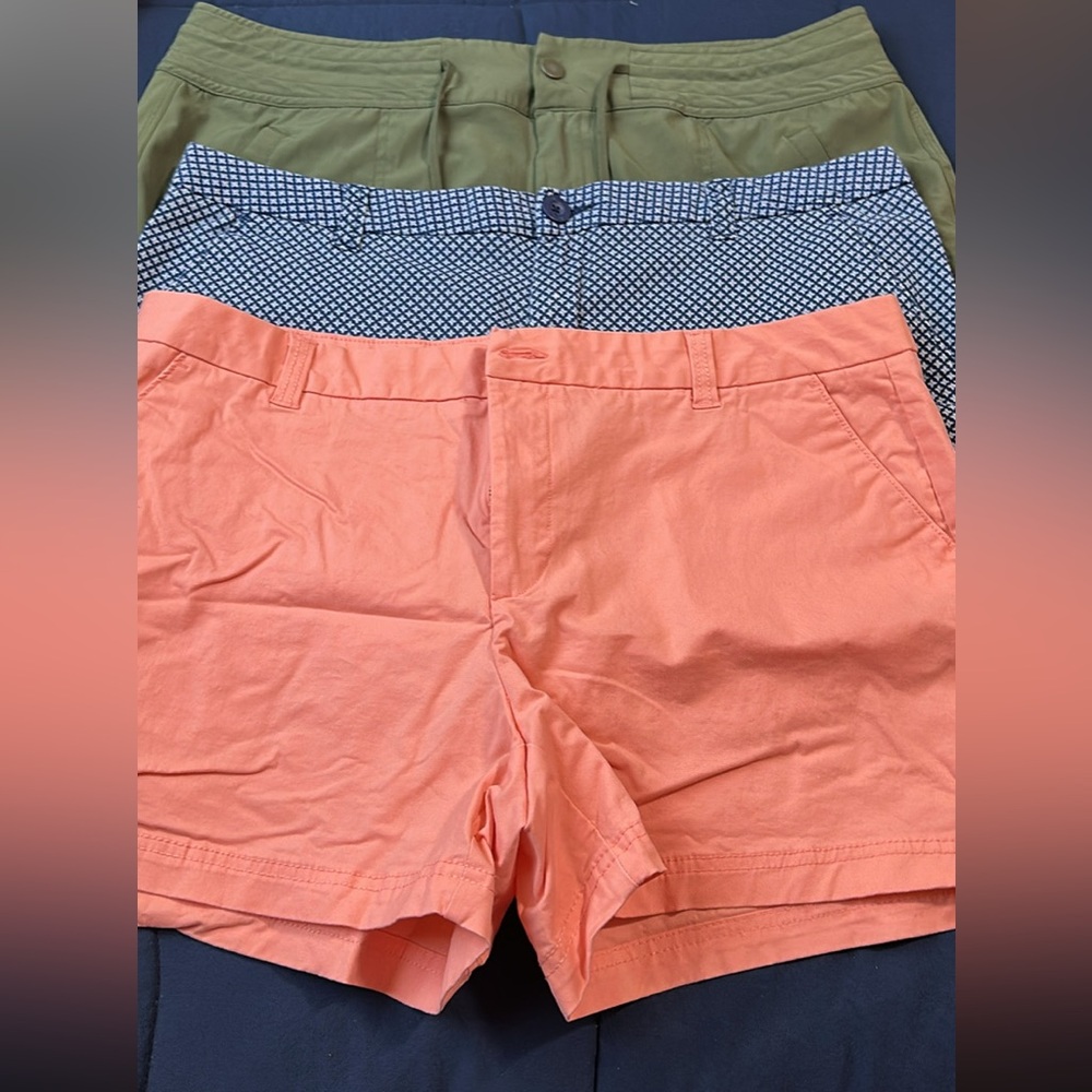 Women's Coral, Green, and Patterned Shorts